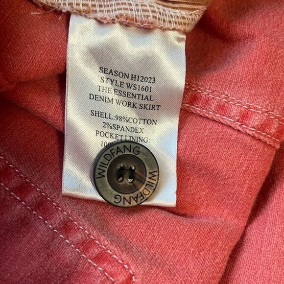 Wildfang Womens Essential Denim Work Skirt Coral Size 3X Stretch Cotton Blend - Picture 13 of 13
